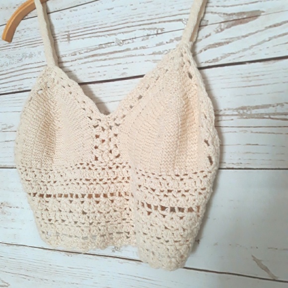 Love Republic Tops - Love Republic Ivory Crochet Crop Tank Top